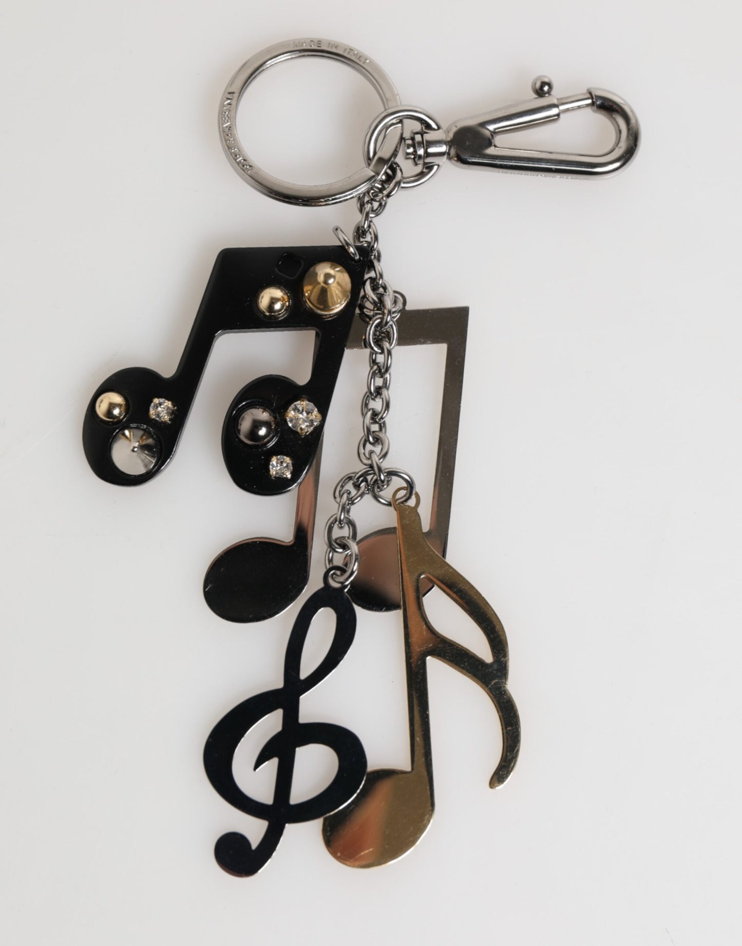 Dolce & Gabbana Silber Musikalische Note Schlüsselanhänger Schlüsselanhänger Tasche Charme Schlüsselring
