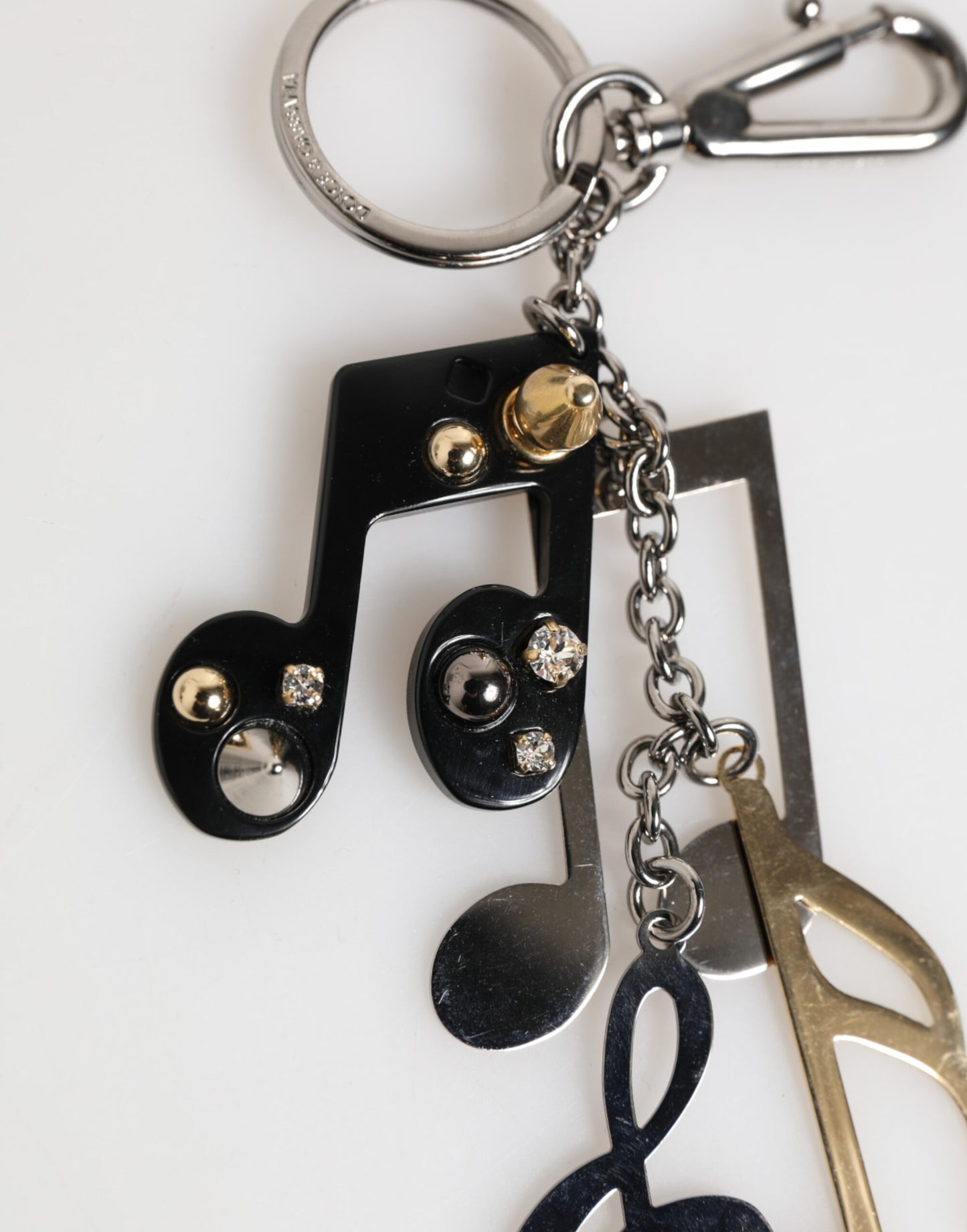 Dolce & Gabbana Silber Musikalische Note Schlüsselanhänger Schlüsselanhänger Tasche Charme Schlüsselring