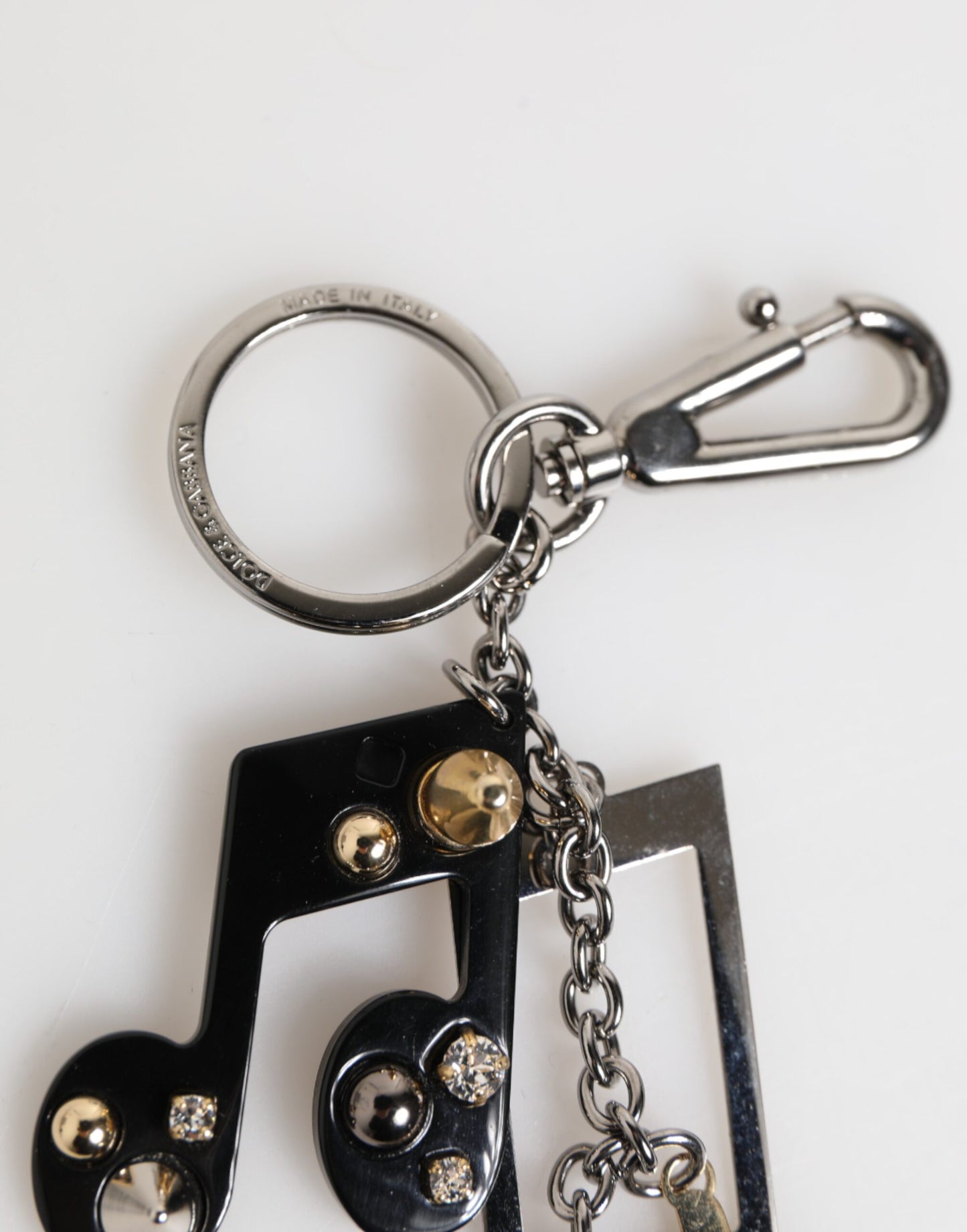 Dolce & Gabbana Silber Musikalische Note Schlüsselanhänger Schlüsselanhänger Tasche Charme Schlüsselring
