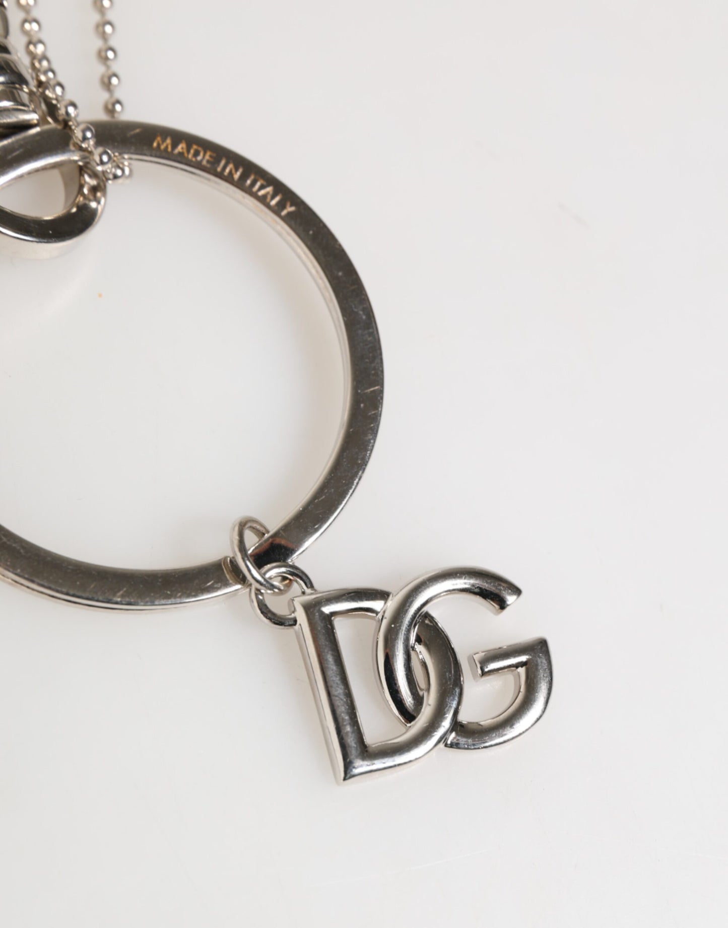 Dolce & Gabbana Silber DG Logo Schlüsselanhänger Schlüsselanhänger Tasche Charme Schlüsselring