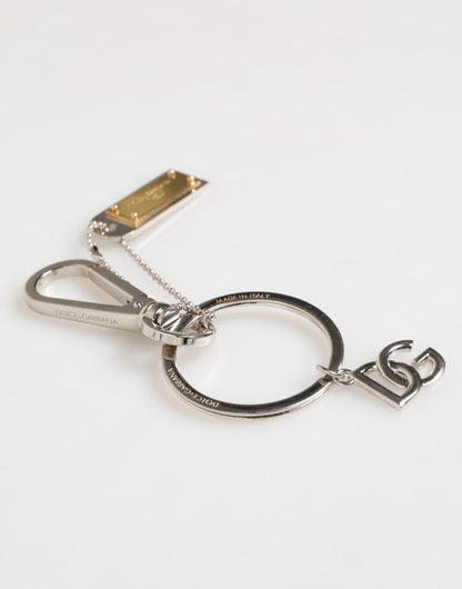 Dolce & Gabbana Silber DG Logo Schlüsselanhänger Schlüsselanhänger Tasche Charme Schlüsselring