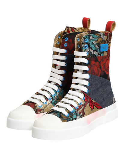 Dolce & Gabbana Multicolor Patchwork High Top Sneakers Schuhe