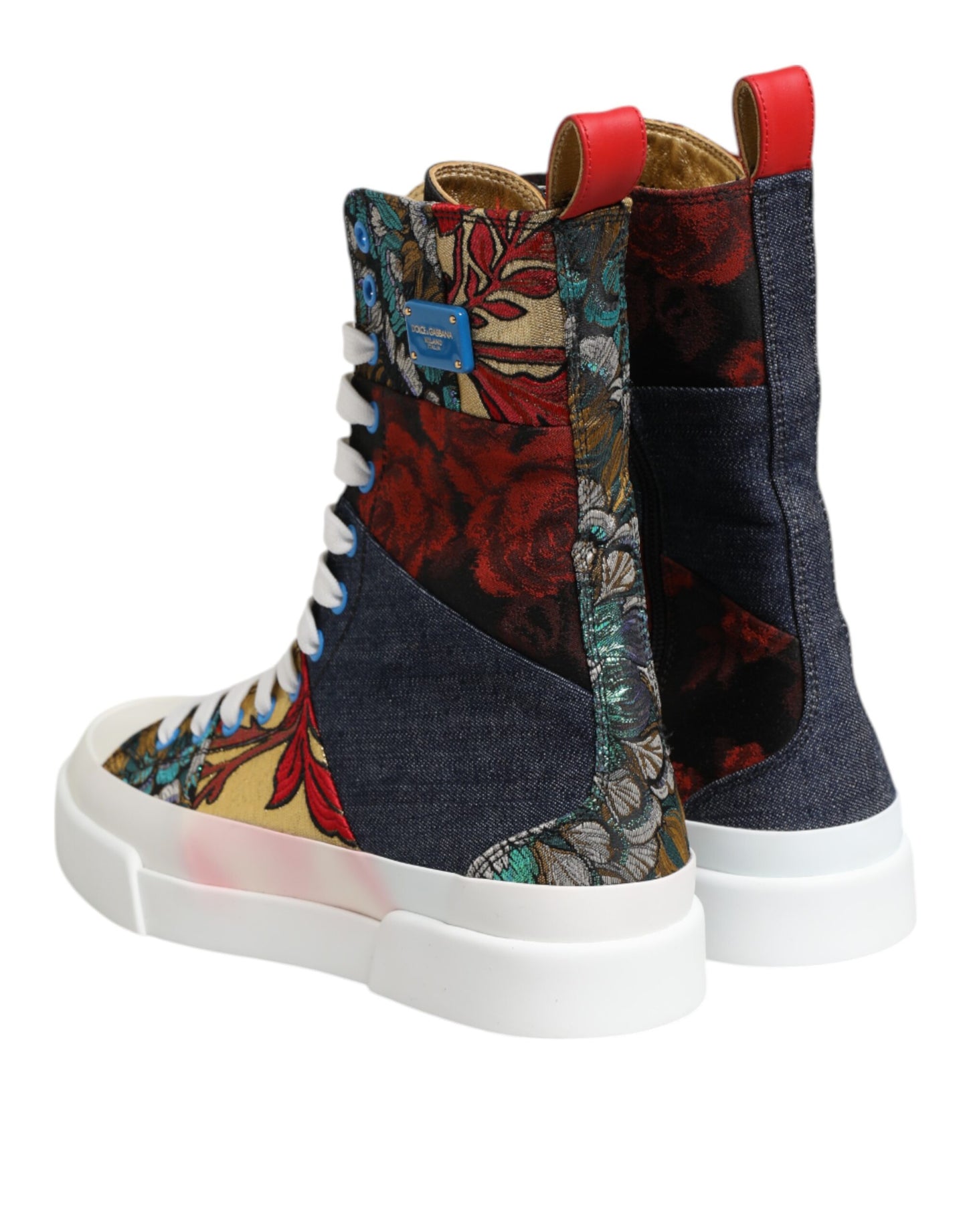 Dolce & Gabbana Multicolor Patchwork High Top Sneakers Schuhe