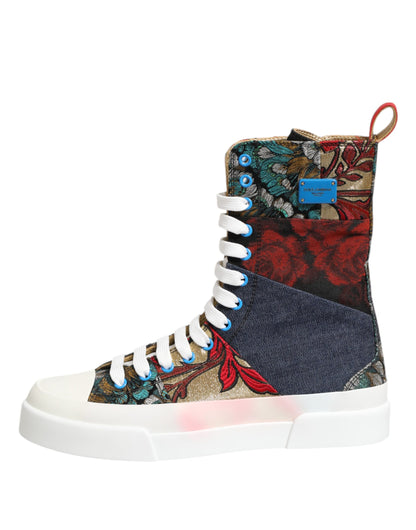 Dolce & Gabbana Multicolor Patchwork High Top Sneakers Schuhe