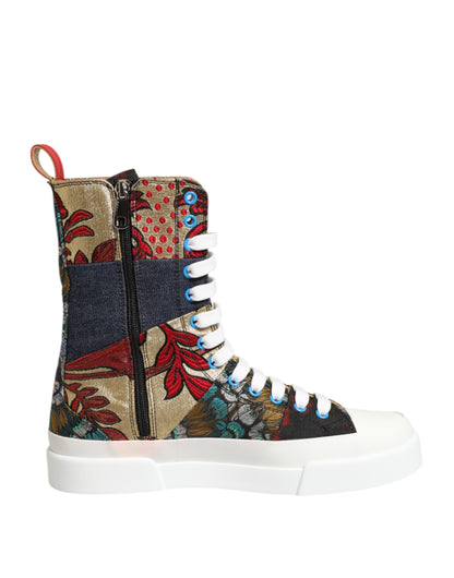 Dolce & Gabbana Multicolor Patchwork High Top Sneakers Schuhe