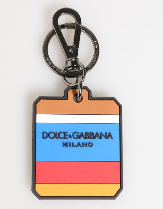 Dolce & Gabbana Multicolor DG Rubber Logo Silber Herren Schlüsselanhänger Schlüsselanhänger