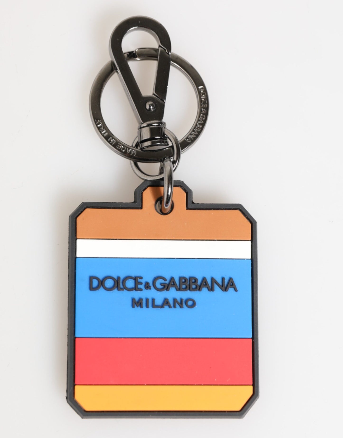Dolce & Gabbana Multicolor DG Rubber Logo Silber Herren Schlüsselanhänger Schlüsselanhänger