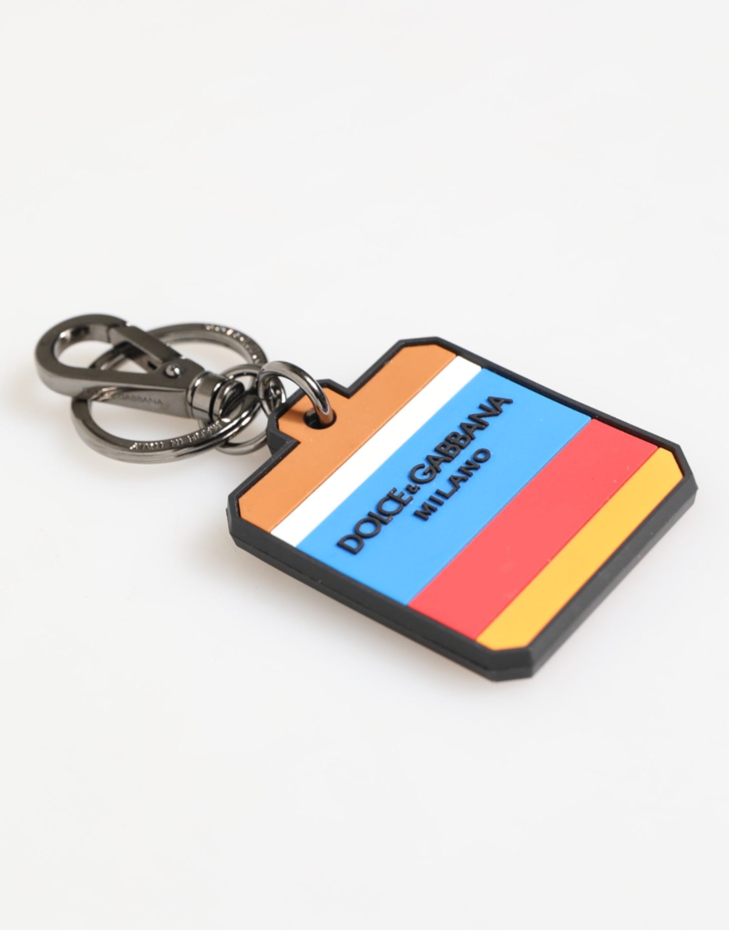 Dolce & Gabbana Multicolor DG Rubber Logo Silber Herren Schlüsselanhänger Schlüsselanhänger