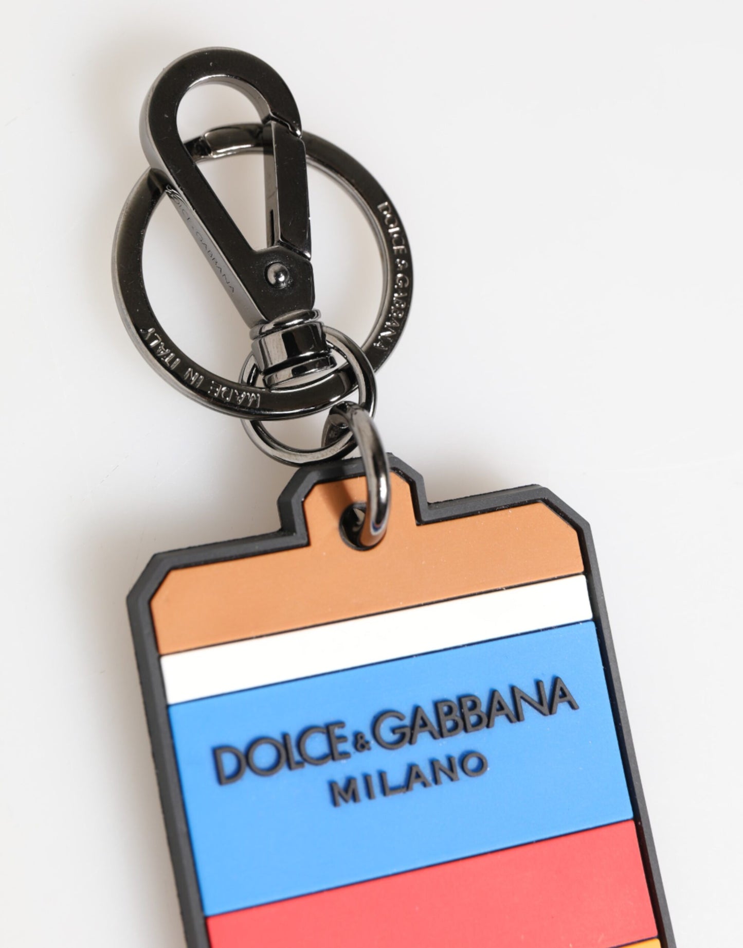 Dolce & Gabbana Multicolor DG Rubber Logo Silber Herren Schlüsselanhänger Schlüsselanhänger