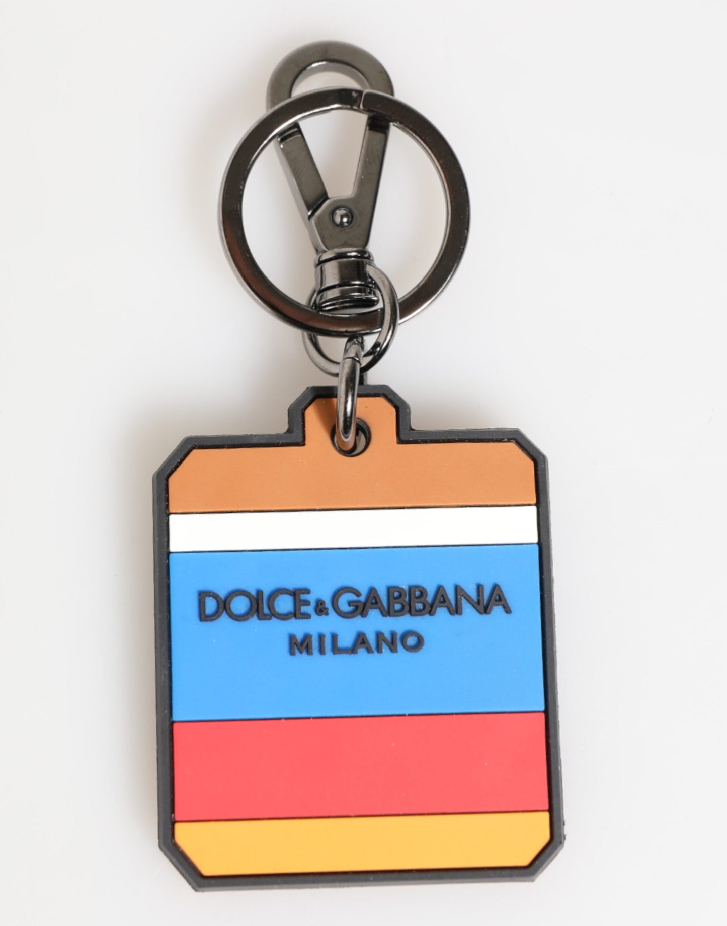 Dolce & Gabbana Multicolor DG Rubber Logo Silber Herren Schlüsselanhänger Schlüsselanhänger