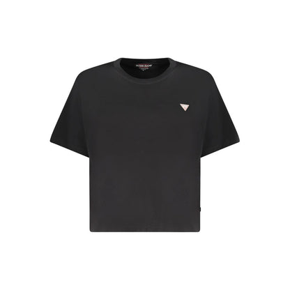 Guess Jeans Schwarzes Baumwoll-T-Shirt für Frauen