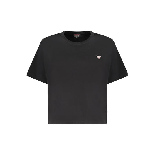 Guess Jeans Schwarzes Baumwoll-T-Shirt für Frauen