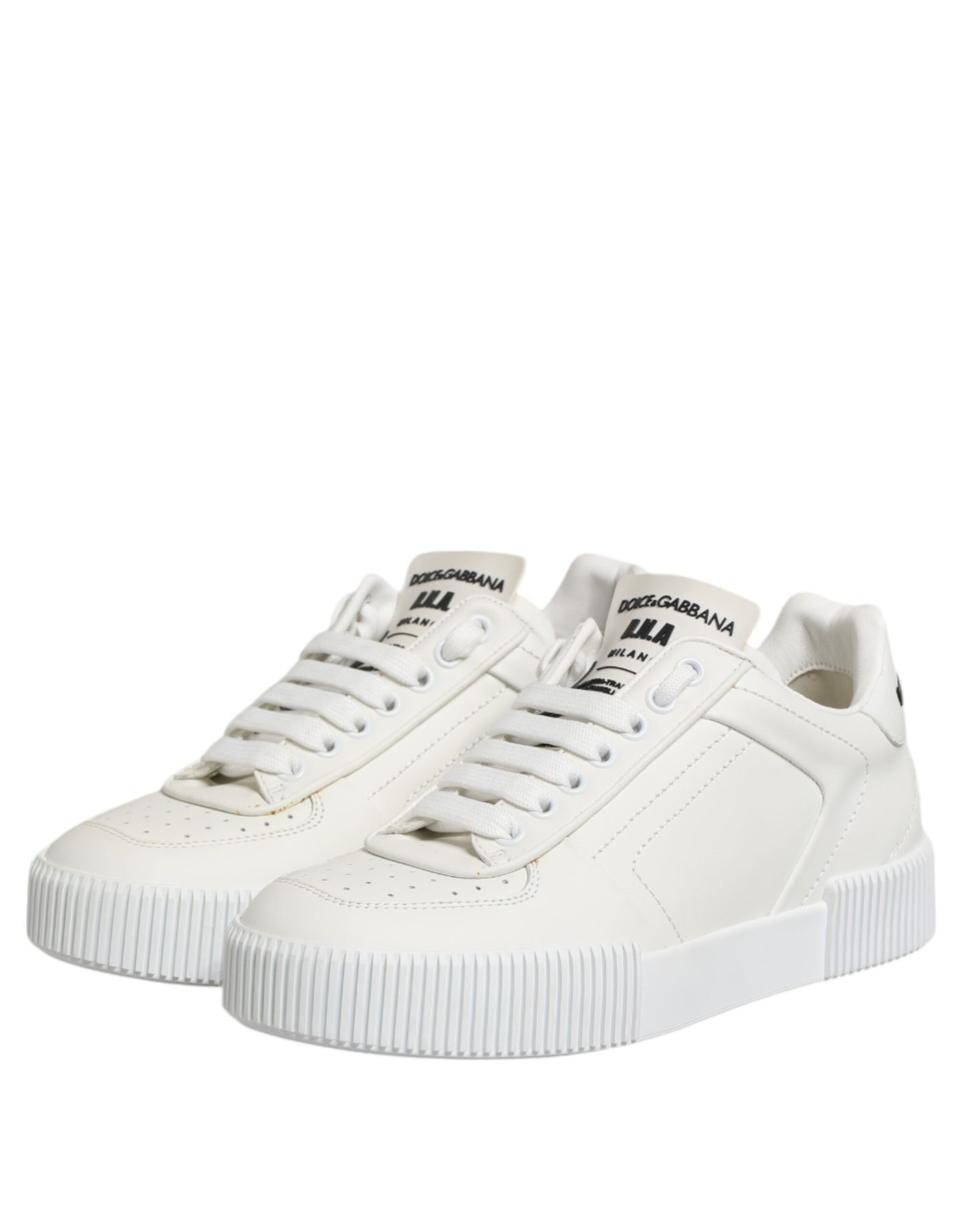 Dolce & Gabbana Weiß Miami Leder Low Top Turnschuhe Schuhe