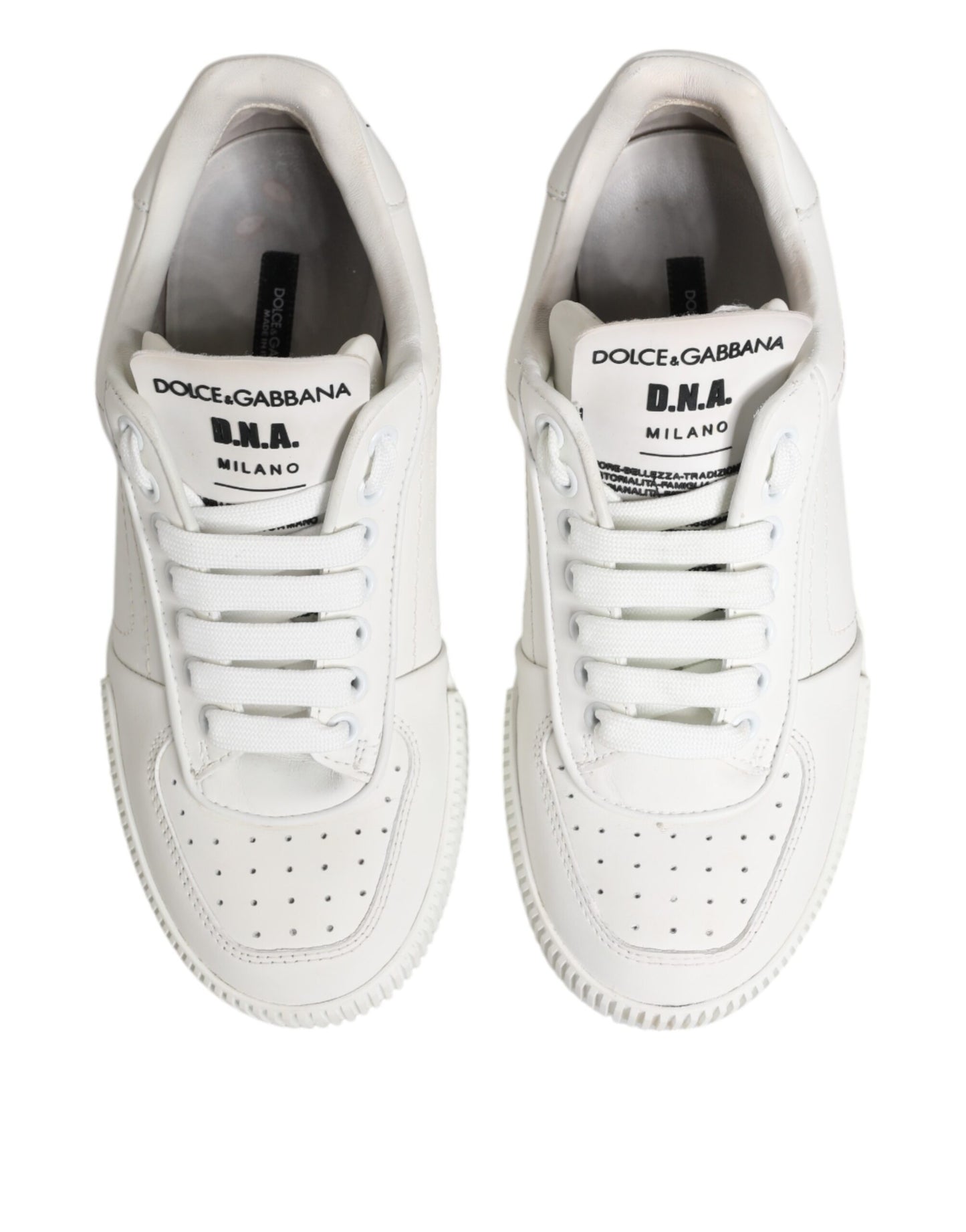 Dolce & Gabbana Weiß Miami Leder Low Top Turnschuhe Schuhe