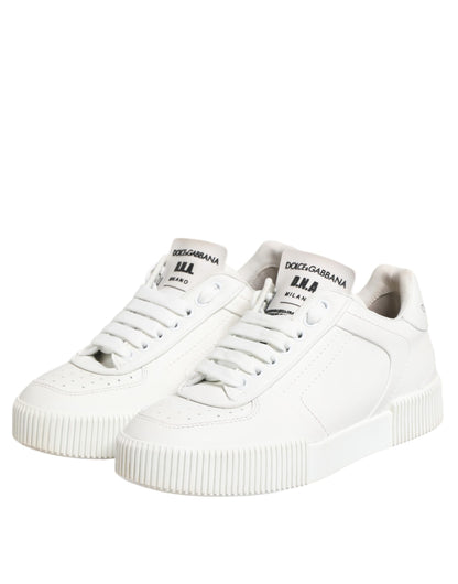 Dolce & Gabbana Weiß Miami Leder Low Top Turnschuhe Schuhe
