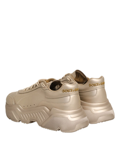 Dolce & Gabbana Gold Leder Daymaster Damen Sneaker Schuhe