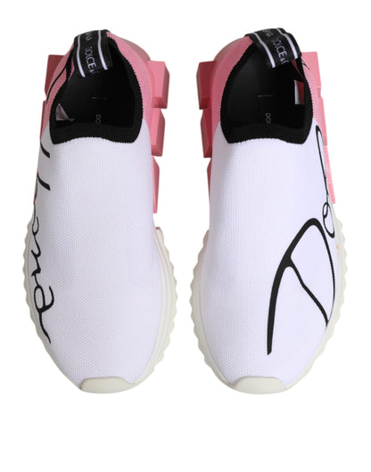 Dolce & Gabbana Weiß Rosa Low Top Sorrento Turnschuhe Schuhe