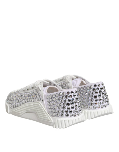 Dolce & Gabbana Weiß NS1 Canvas Leder verschönert Turnschuhe Schuhe