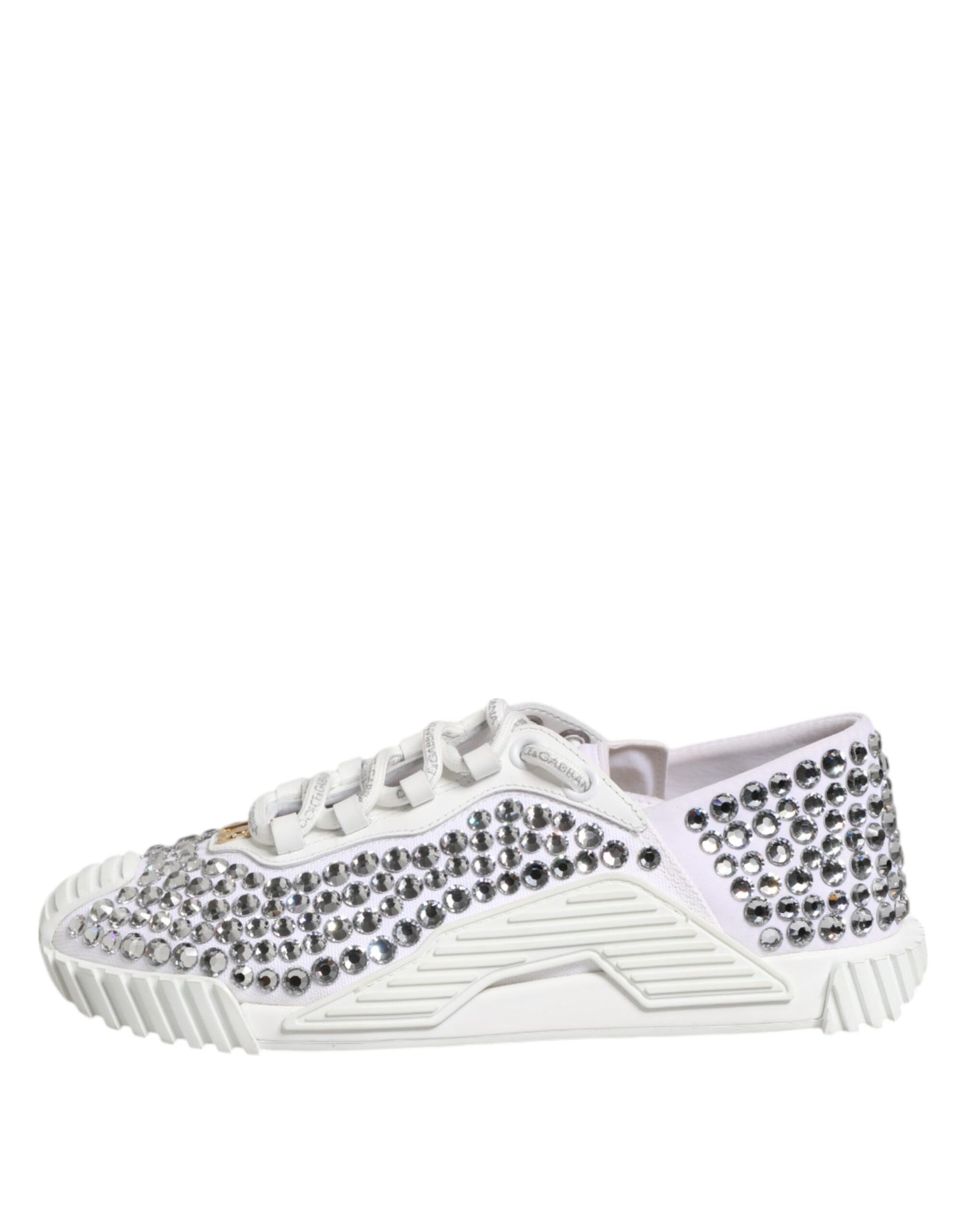 Dolce & Gabbana Weiß NS1 Canvas Leder verschönert Turnschuhe Schuhe