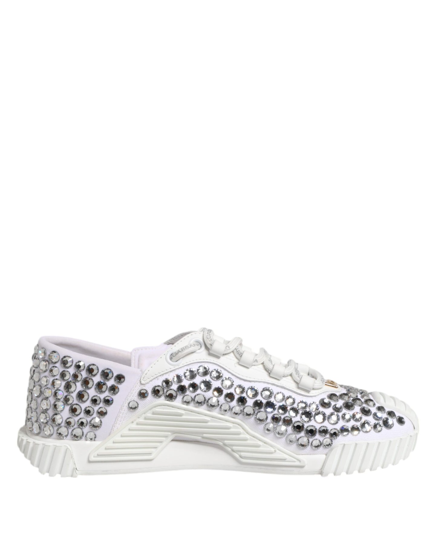 Dolce & Gabbana Weiß NS1 Canvas Leder verschönert Turnschuhe Schuhe