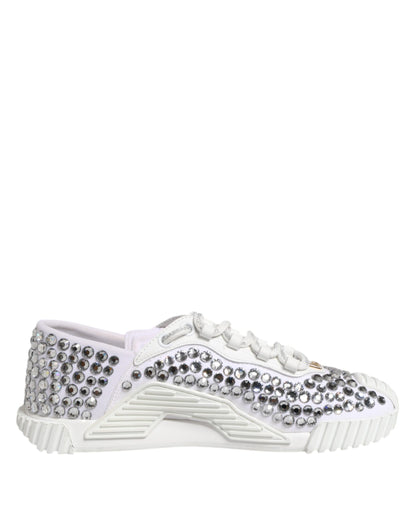 Dolce & Gabbana Weiß NS1 Canvas Leder verschönert Turnschuhe Schuhe