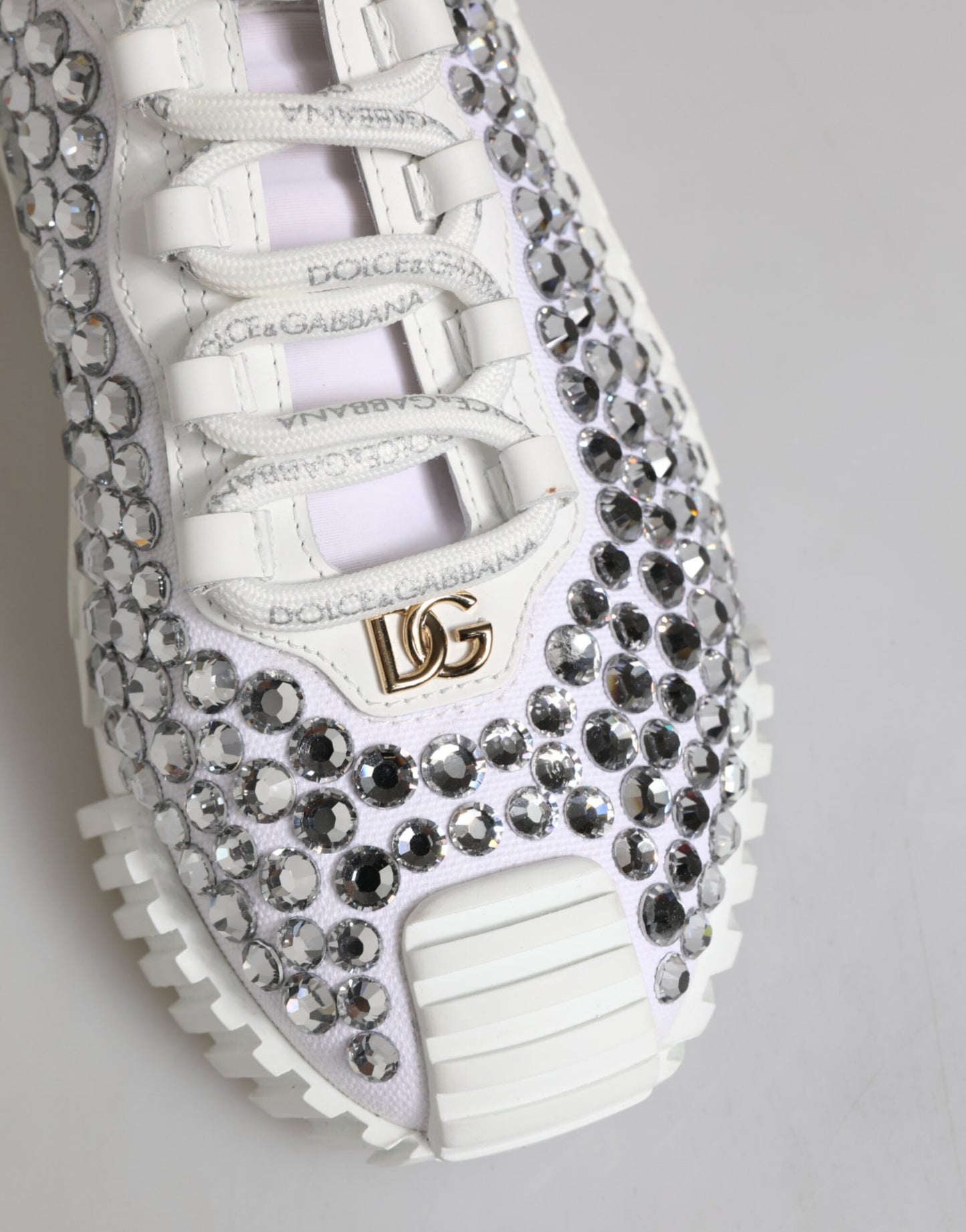 Dolce & Gabbana Weiß NS1 Canvas Leder verschönert Turnschuhe Schuhe