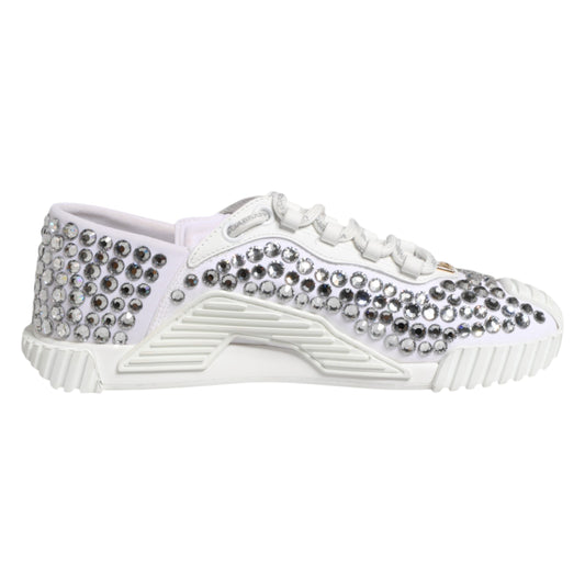 Dolce & Gabbana Weiß NS1 Canvas Leder verschönert Turnschuhe Schuhe
