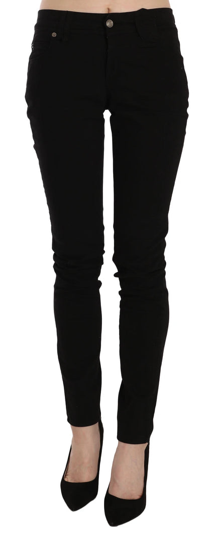 John Galliano Schwarze Mid Waist Slim Fit Skinny Denim Freizeithosen Jeans