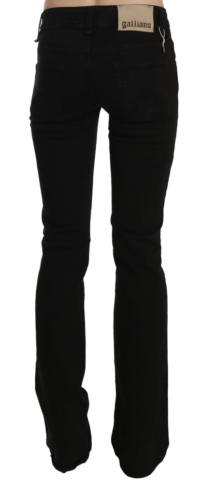 John Galliano Schwarz Niedrige Taille Schlankes Bein Skinny Denim Freizeithosen Jeans