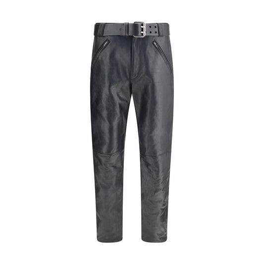 Saint Laurent Gehämmerte Lederhose mit Gürtel
