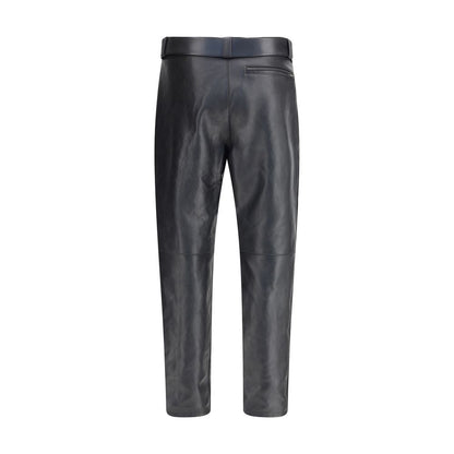 Saint Laurent Gehämmerte Lederhose mit Gürtel
