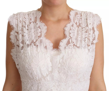 Dolce & Gabbana Weißes Blumen-Spitzen-Korsett Langes Maxikleid