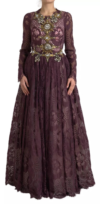Dolce & Gabbana Violett Viskose Kristall A-Linien-Kleid