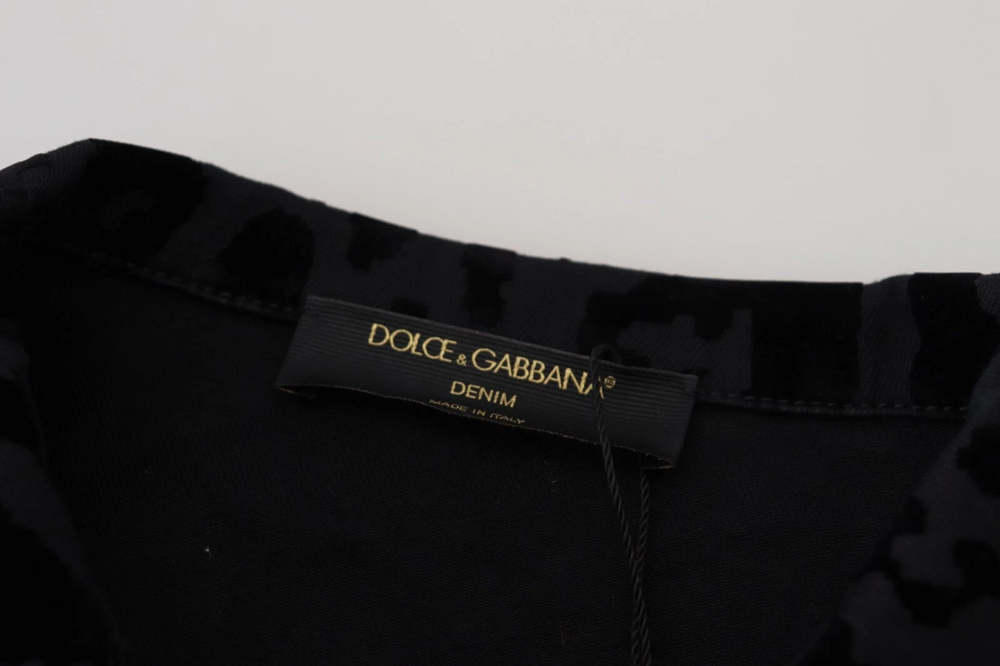 Dolce & Gabbana Baumwolle Schwarz Leopard Langarm Denim Jacke