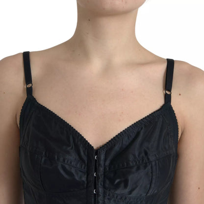 Dolce & Gabbana Schwarzes Nylon Bodycon Korsett Bustier Minikleid