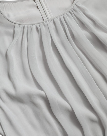 Dolce & Gabbana Hellgraues langes Maxikleid aus Polyester mit Falten
