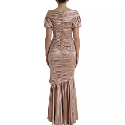 Dolce & Gabbana Rosa Seiden-Stretch-Etuikleid im Meerjungfrauen-Look