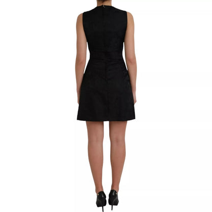 Dolce & Gabbana Schwarzes ärmelloses Bodycon-Minikleid in A-Linie