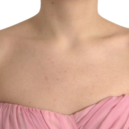 Dolce & Gabbana Rosa Seide Trägerloses Maxi Kleid in A-Linie
