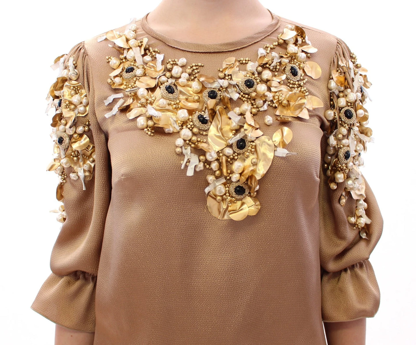 Dolce & Gabbana Gold SPEZIAL Stück Laufsteg Kristallbluse