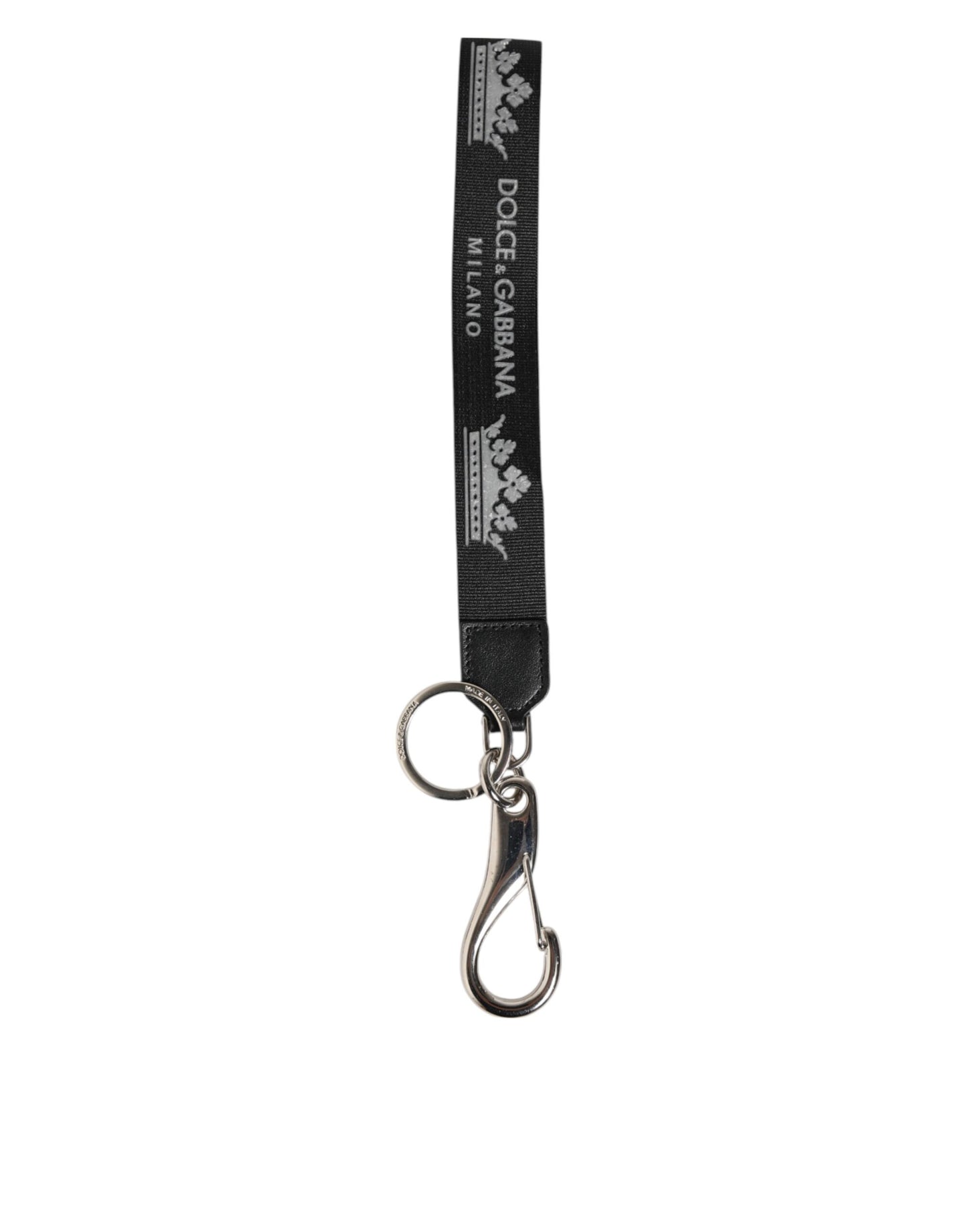 Dolce & Gabbana Schwarz Silber Nylon DG Krone Herrenhalter Schlüsselanhänger Schlüsselanhänger