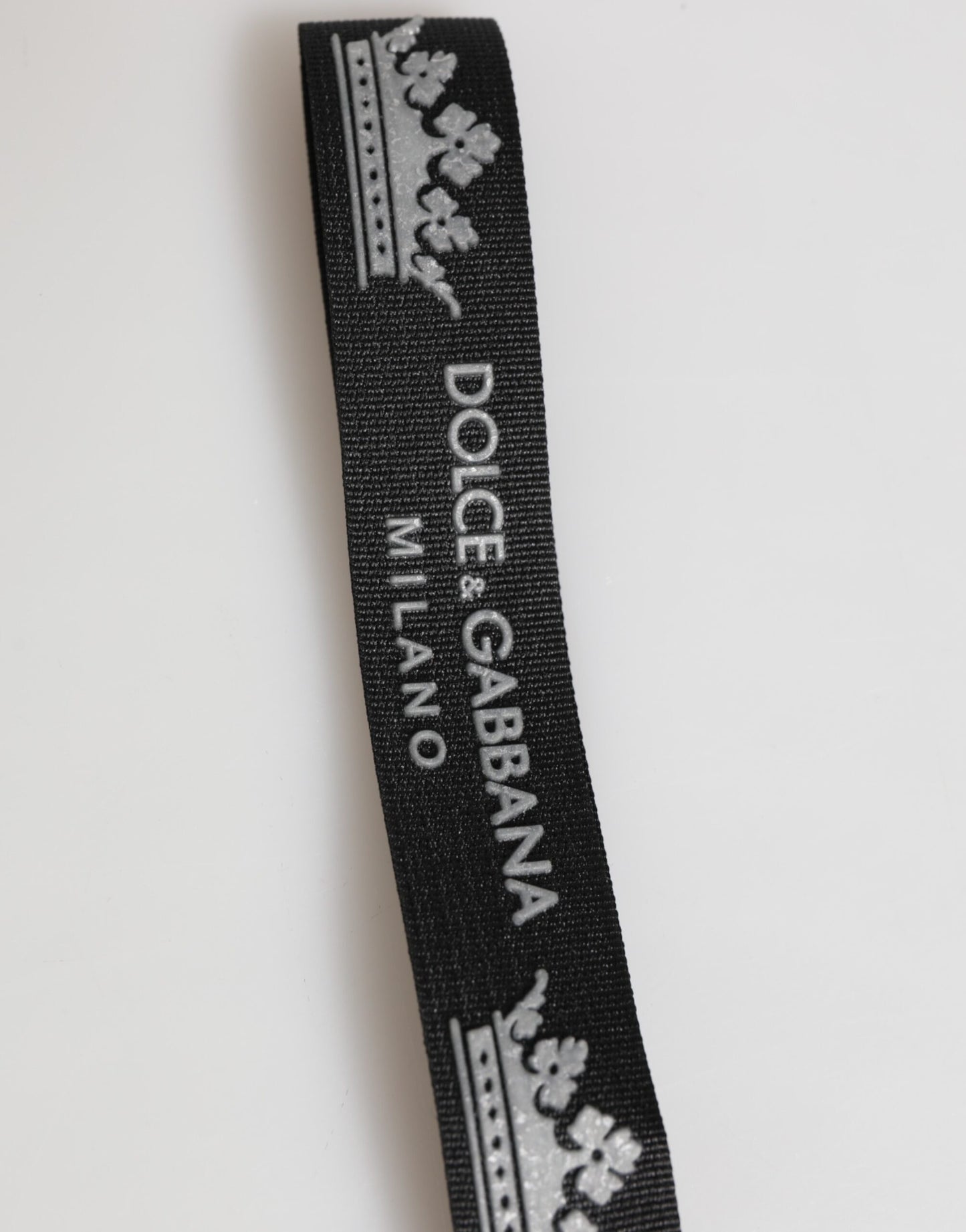 Dolce & Gabbana Schwarz Silber Nylon DG Krone Herrenhalter Schlüsselanhänger Schlüsselanhänger