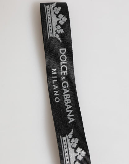 Dolce & Gabbana Schwarz Silber Nylon DG Krone Herrenhalter Schlüsselanhänger Schlüsselanhänger