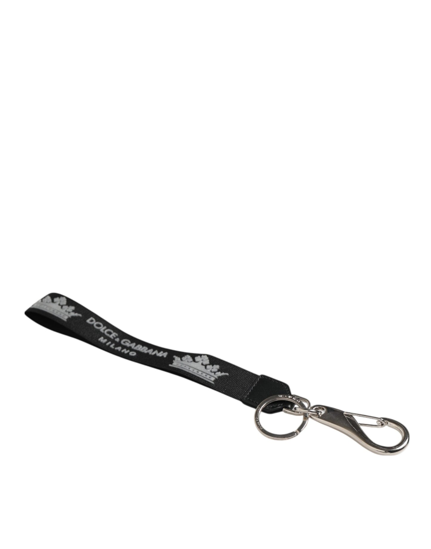 Dolce & Gabbana Schwarz Silber Nylon DG Krone Herrenhalter Schlüsselanhänger Schlüsselanhänger