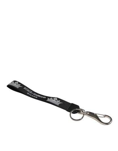 Dolce & Gabbana Schwarz Silber Nylon DG Krone Herrenhalter Schlüsselanhänger Schlüsselanhänger