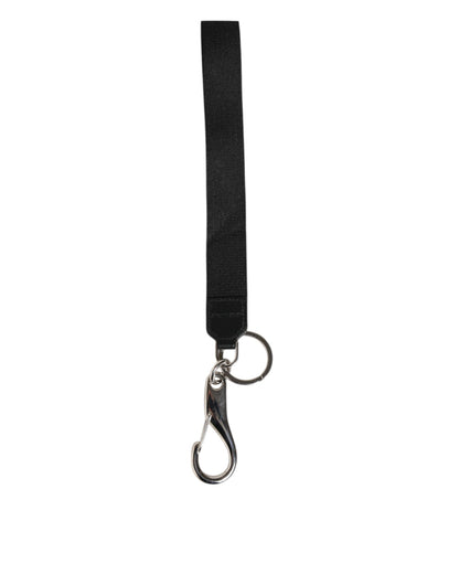 Dolce & Gabbana Schwarz Silber Nylon DG Krone Herrenhalter Schlüsselanhänger Schlüsselanhänger
