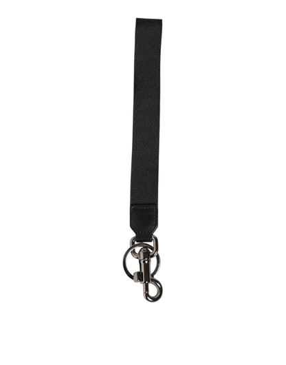 Dolce & Gabbana Schwarz Rot Logo Polyester Messing Halter Schlüsselanhänger Schlüsselanhänger