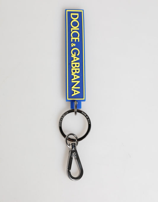 Dolce & Gabbana Blau Gelb DG Gummi Logo Silber Herrenschlüsselanhänger Schlüsselanhänger