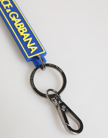 Dolce & Gabbana Blau Gelb DG Gummi Logo Silber Herrenschlüsselanhänger Schlüsselanhänger