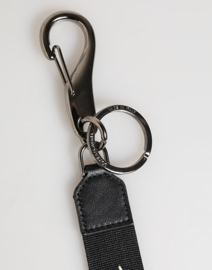 Dolce & Gabbana Schwarz Weiß Polyester DG Logo Silber Herren Schlüsselanhänger Schlüsselanhänger